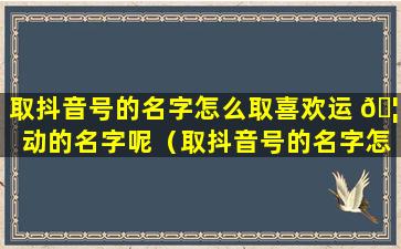 取抖音号的名字怎么取喜欢运 🦟 动的名字呢（取抖音号的名字怎么取喜欢运动的名 🦅 字呢女生）